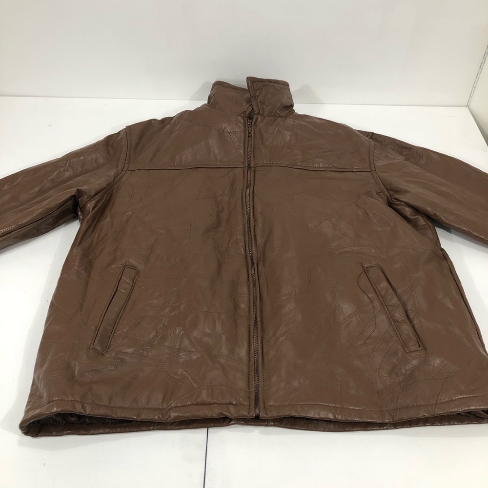 Executive Design Leather Jacket Brown Size 3XL